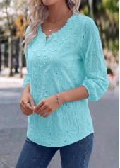 Blue Split Detail Long Sleeve Blouse | thumb picture 
