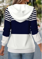 Navy Kangaroo Pocket Striped Coat and Camisole Top | thumb picture 