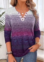Multi Color Striped Tummy Coverage Long Sleeve T Shirt