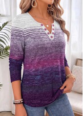 Multi Color Striped Tummy Coverage Long Sleeve T Shirt | thumb picture 
