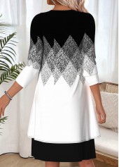 Black Geometric Print Two-piece Long Sleeve Dress and Cardigan | thumb picture 