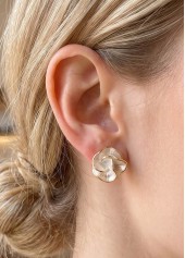 Silvery White Asymmetrical Alloy Ear Studs