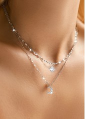 Silvery Color White Moon Alloy Detail Necklace | thumb picture 