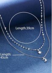Silvery Color White Moon Alloy Detail Necklace | thumb picture 