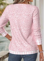 Light Blue Plaid Long Sleeve V Neck T Shirt | thumb picture 