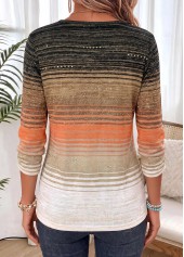 Multi Color Ombre Shirred 3/4 Sleeve Blouse | thumb picture 