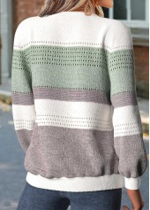 Mint Green Striped Tummy Coverage Long Sleeve Sweatshirt | thumb picture 