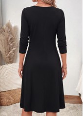 Black Floral Print Fake 2in1 Long Sleeve Dress | thumb picture 