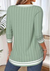 Sage Green Tummy Coverage Long Sleeve V Neck T Shirt | thumb picture 