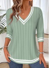 Sage Green Tummy Coverage Long Sleeve V Neck T Shirt | thumb picture 