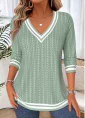 Sage Green Tummy Coverage Long Sleeve V Neck T Shirt