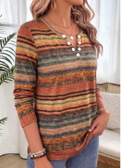 Multi Color Striped Tummy Coverage Long Sleeve T Shirt | thumb picture 