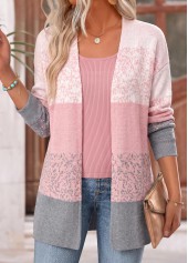 Pink Ombre Long Sleeve Open Front Coat