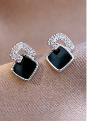 Black Square Alloy Detail Ear Studs | thumb picture 