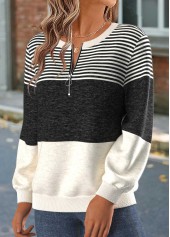 Dark Grey Marl Striped Tummy Coverage Long Sleeve Sweatshirt 3