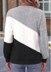 Black Geometric Print Tummy Coverage Long Sleeve Sweatshirt | thumb picture 