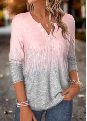 Pink Geometric Print Tummy Coverage Long Sleeve T Shirt | thumb picture 