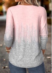 Pink Geometric Print Tummy Coverage Long Sleeve T Shirt | thumb picture 