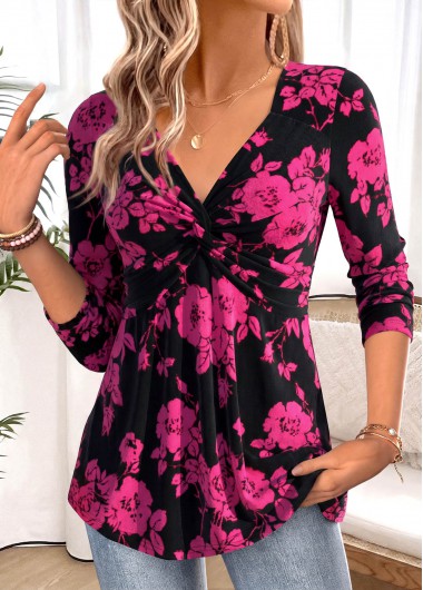 women clothes image of Valentine's Day Plus Size Hot Pink Twist T Shirt