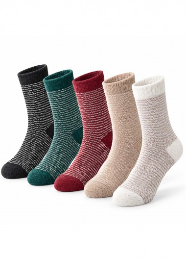 women clothes image of Multi Color Striped Mid Calf Socks