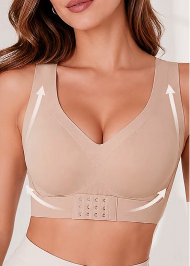 women clothes image of Skin Color V Neck Front Hook Bra