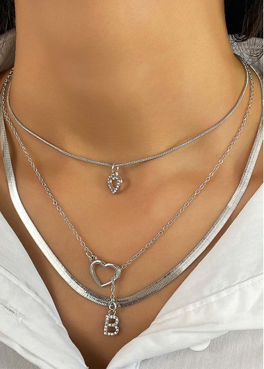 women clothes image of Silvery White Heart Alloy Detail Necklace