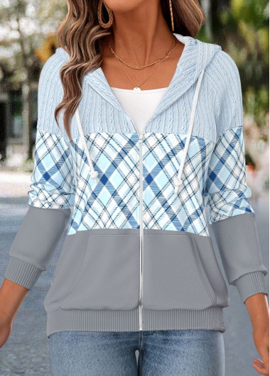 women clothes image of Light Blue Kangaroo Pocket Coat and Camisole Top
