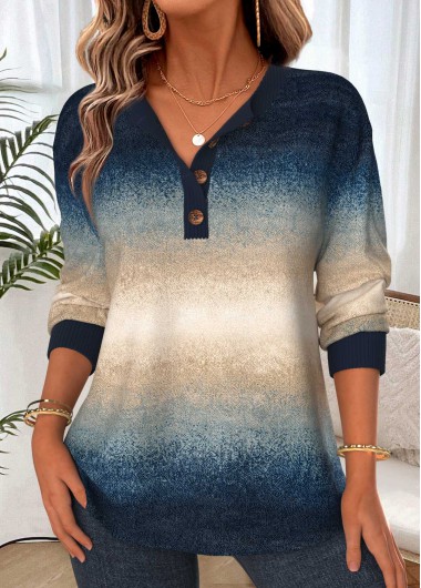 women clothes image of Multi Color Ombre Tummy Coverage Long Sleeve Sweatshirt