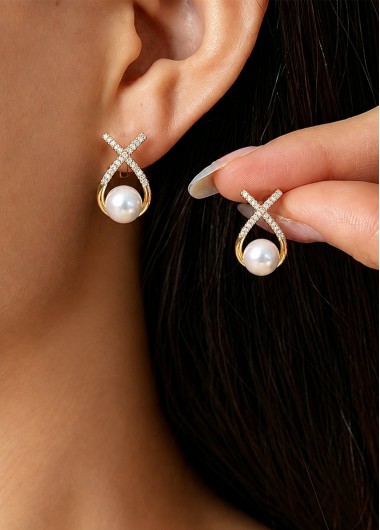 women clothes image of Gold Cross Pearl Earrings for Women Elegant