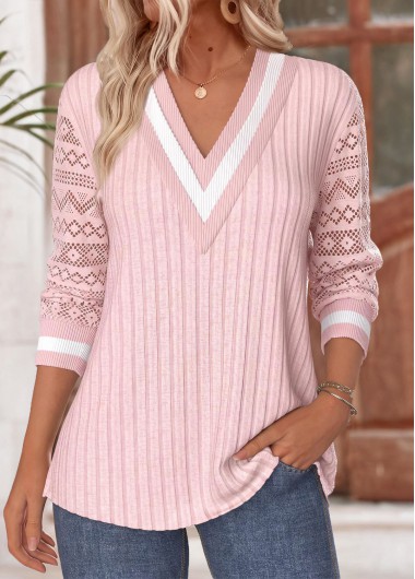 women clothes image of Light Pink Tummy Coverage Long Sleeve T Shirt