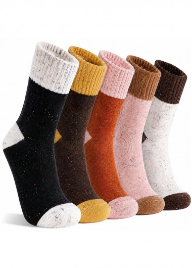 women clothes image of Multi Color Contrast Mid Calf Socks