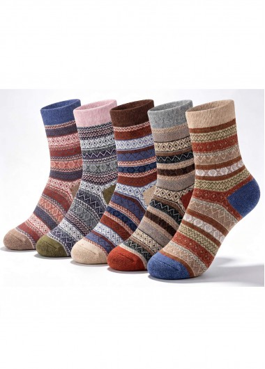 women clothes image of Multi Color Chevron Print Mid Calf Socks