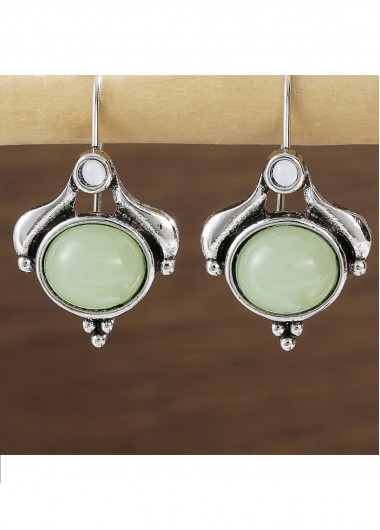 women clothes image of Green Color Oval Polyresin Material Earring