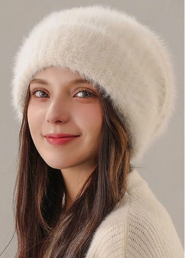 women clothes image of Beige Color Stretch Detail Knit Beanie