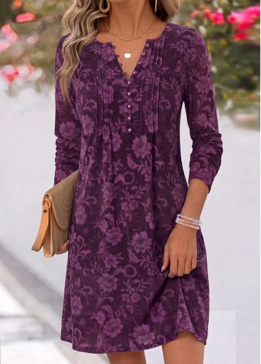 women clothes image of Dark Purple Tribal Print Short Tummy Coverage Dress