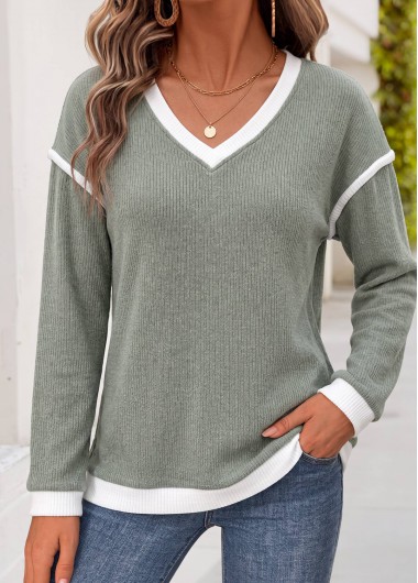 women clothes image of Sage Green Tummy Coverage Long Sleeve T Shirt