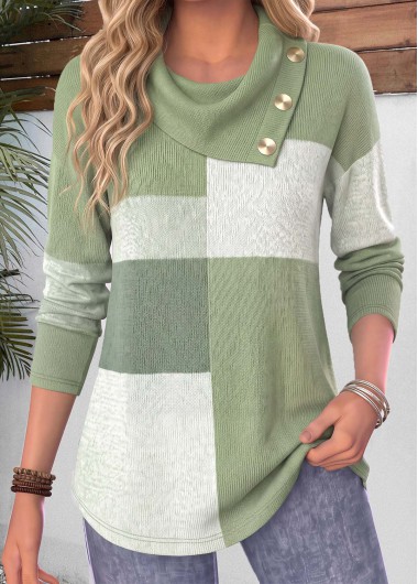 women clothes image of Navy Geometric Print Curved Hem Long Sleeve Sweatshirt