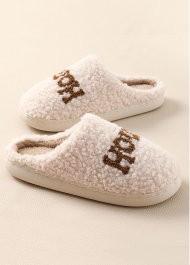 women clothes image of Beige Letter Print Closed Toe Falt Slippers