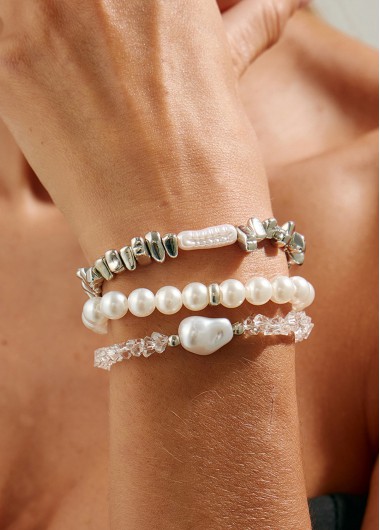women clothes image of White Color Round Alloy Detail Bracelets
