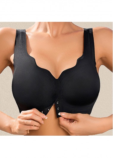 women clothes image of Black V Neck Nylon Spandex Wire Free Bra