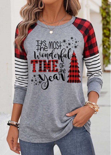women clothes image of Christmas Light Grey Marl Tummy Coverage T Shirt