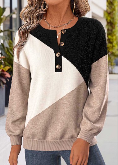 women clothes image of Multi Color Geometric Print Tummy Coverage Long Sleeve Sweatshirt