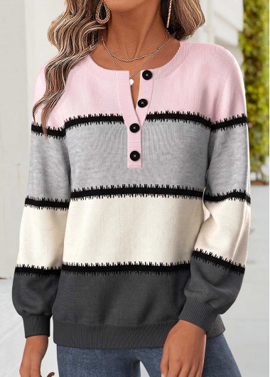 women clothes image of Multi Color Geometric Print Tummy Coverage Long Sleeve Sweatshirt