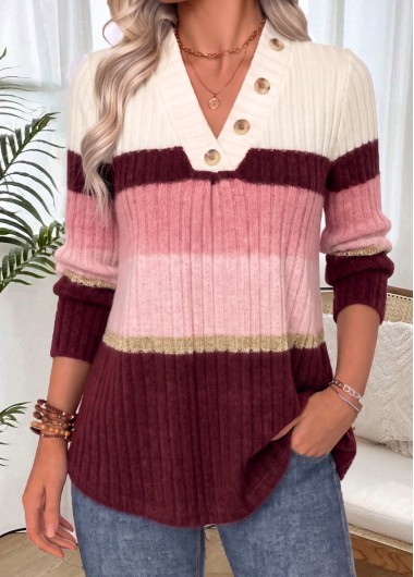 women clothes image of Pink Geometric Print Tummy Coverage Long Sleeve T Shirt