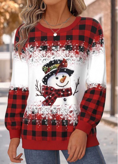 women clothes image of Christmas Red Tummy Coverage Long Sleeve Round Neck Sweatshirt