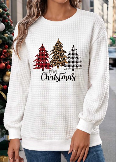 women clothes image of Christmas Raw White Tummy Coverage Long Sleeve Sweatshirt