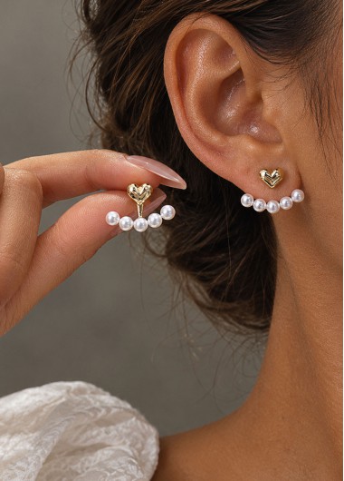 women clothes image of White Heart Design Alloy Pearl Earring