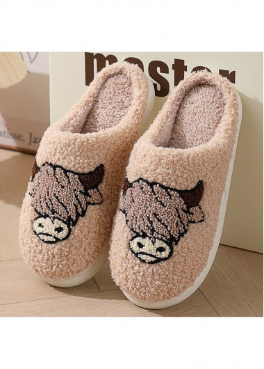 women clothes image of Light Camel Animal Print Closed Toe Falt Slippers