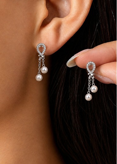 women clothes image of Silvery White Color Asymmetrical Alloy Earring