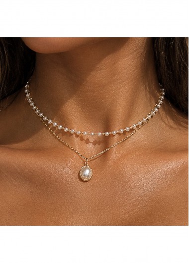 women clothes image of Golden Colro Round Alloy Detail Necklace